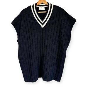 G.J.L George J. Love Women’s Preppy Wool Blend Knit Poncho Top Size M Neutral